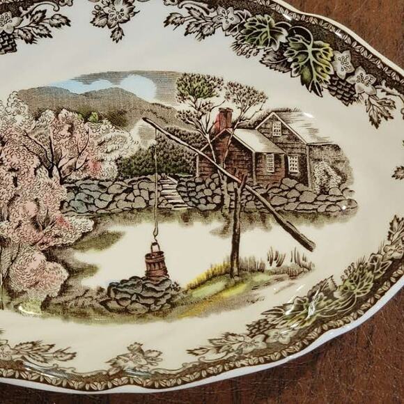 Vintage Friendly Village Johnson Bros vintage transferware small oval server - Picture 6 of 13